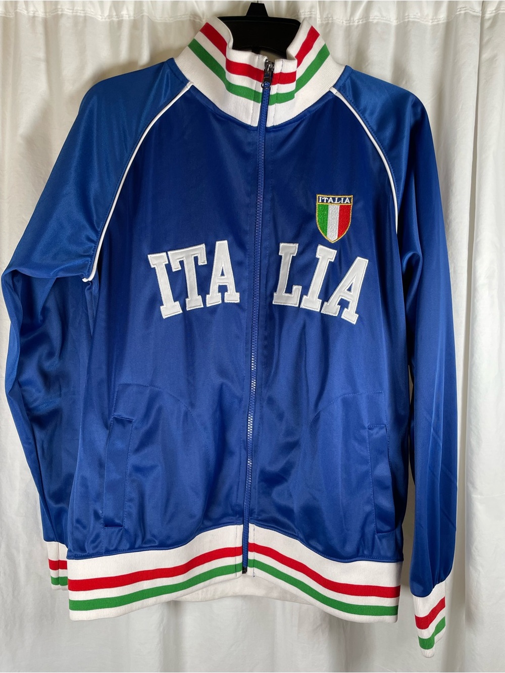 Italia Blue Y2K Track Jacket with Tricolor Accents